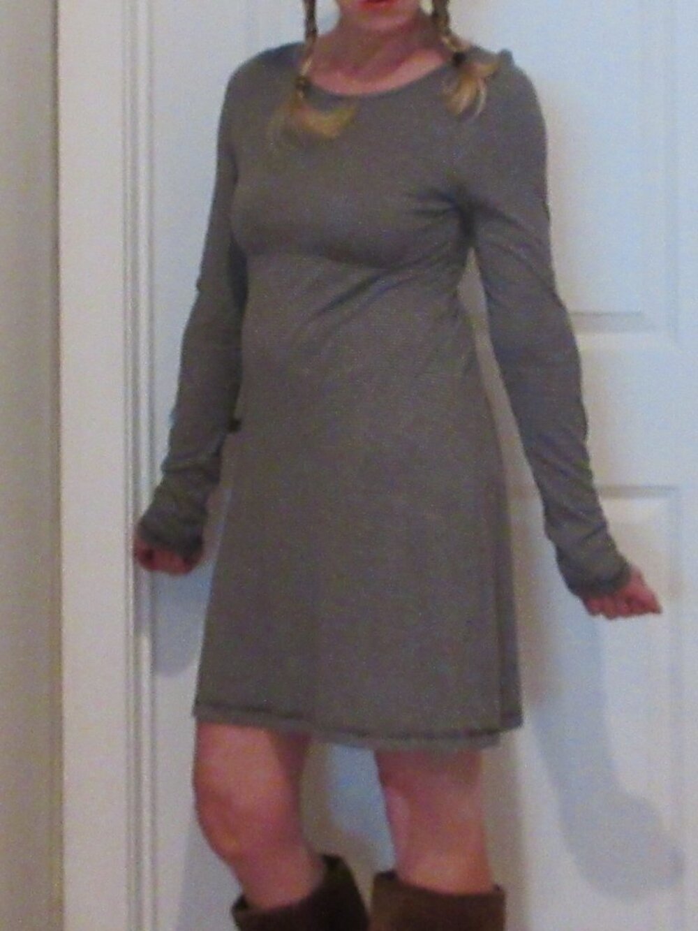 Hard Tail Brown on Brown Soft Pinstripe Dress, Size S